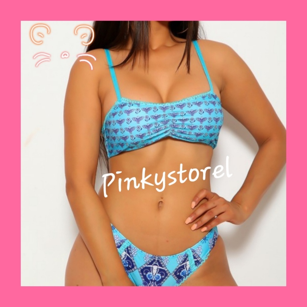 🦋Light Blue Floral BirdBikini🦋